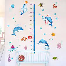 Decal dán tường đo chiều cao cá heo