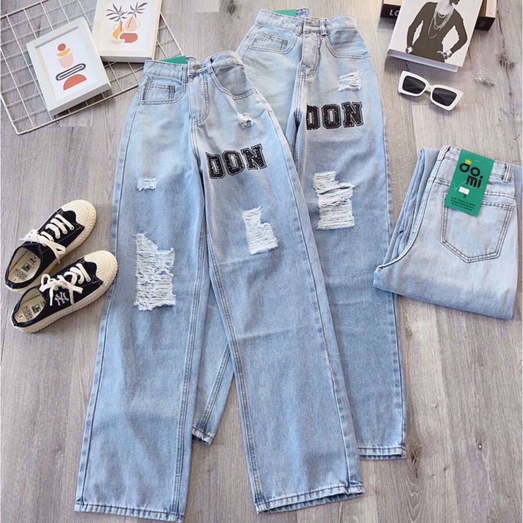[𝐅𝐫𝐞𝐞 𝐒𝐡𝐢𝐩]Quần jean suông nữ rách MunMunStore jean suông lưng cao - cao cấp - cá tính - phom ulzzang 9006