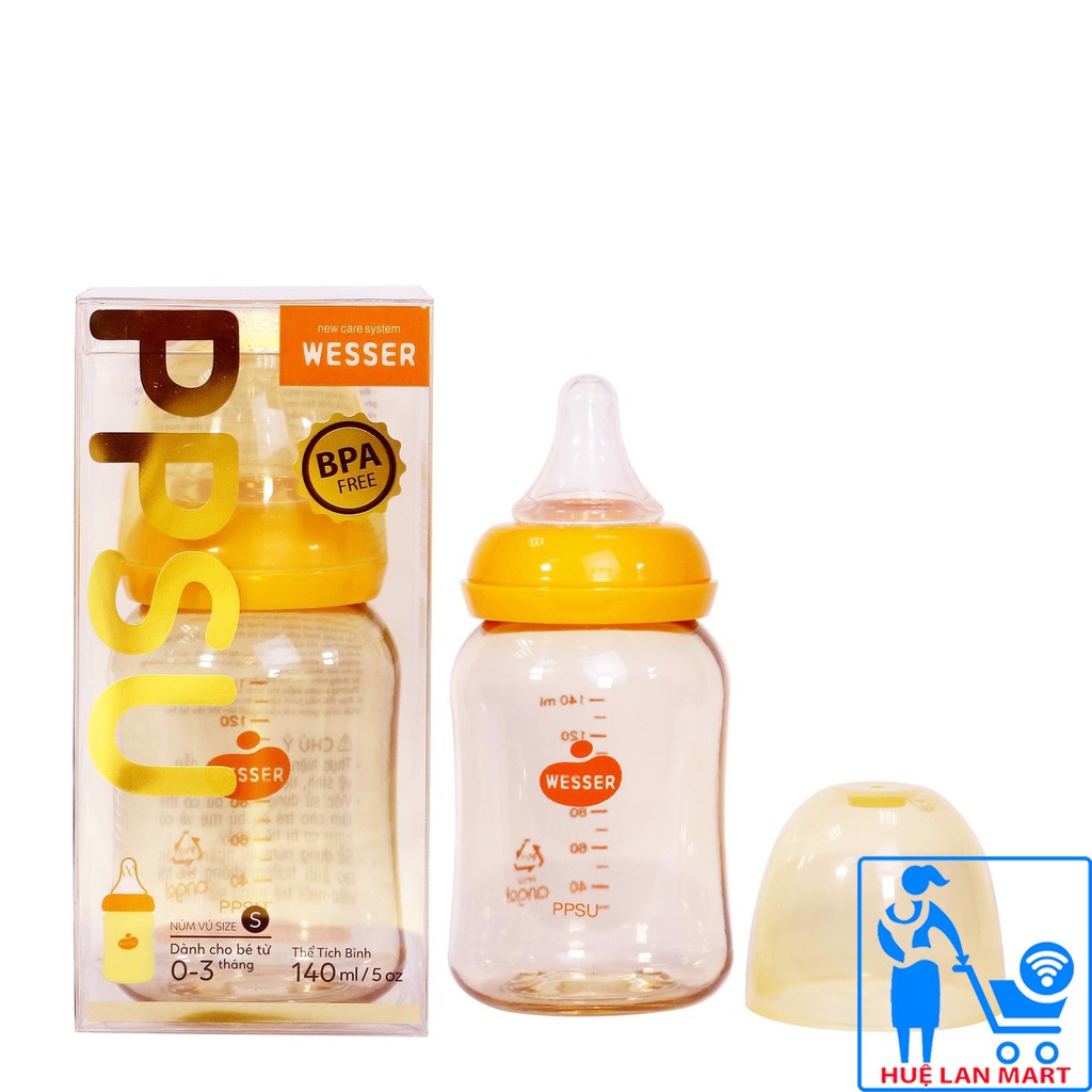 [CHÍNH HÃNG] Bình Sữa PPSU Wesser Cổ Nhỏ 140ml