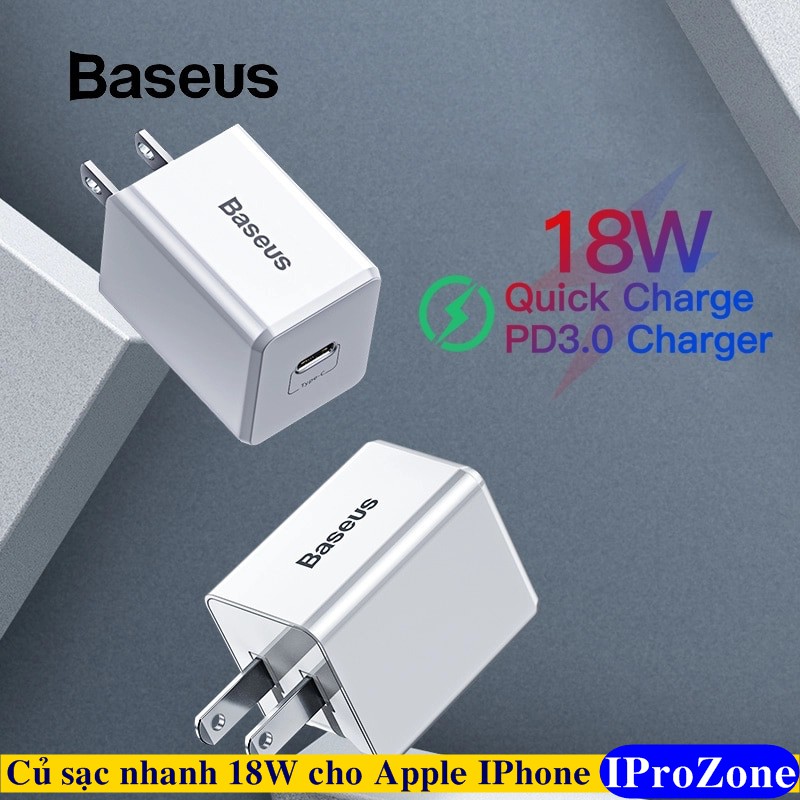 Cốc , củ sạc nhanh PD 18W cho Apple IPhone , IPad chính hãng Baseus PD Quick Chager 3.0