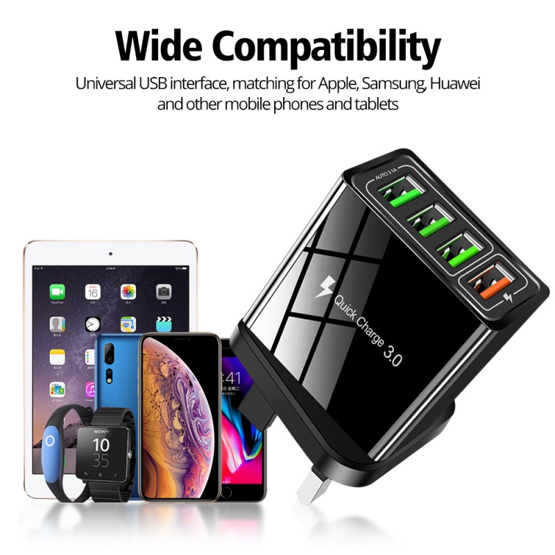 Củ sạc nhanh Guugei 3.0 4 cổng uk cho điện thoại Huawei Xiaomi
