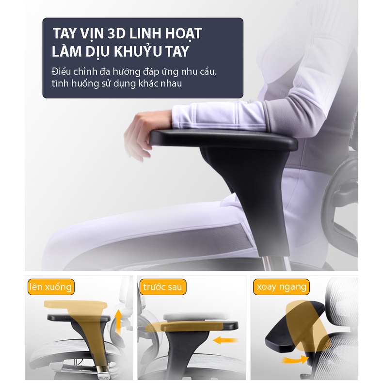 Ghế công thái học Nghia Furniture Ergonomic Ergohuman - Lưới Matrex Mỹ, hỗ trợ hiệu quả cột sống