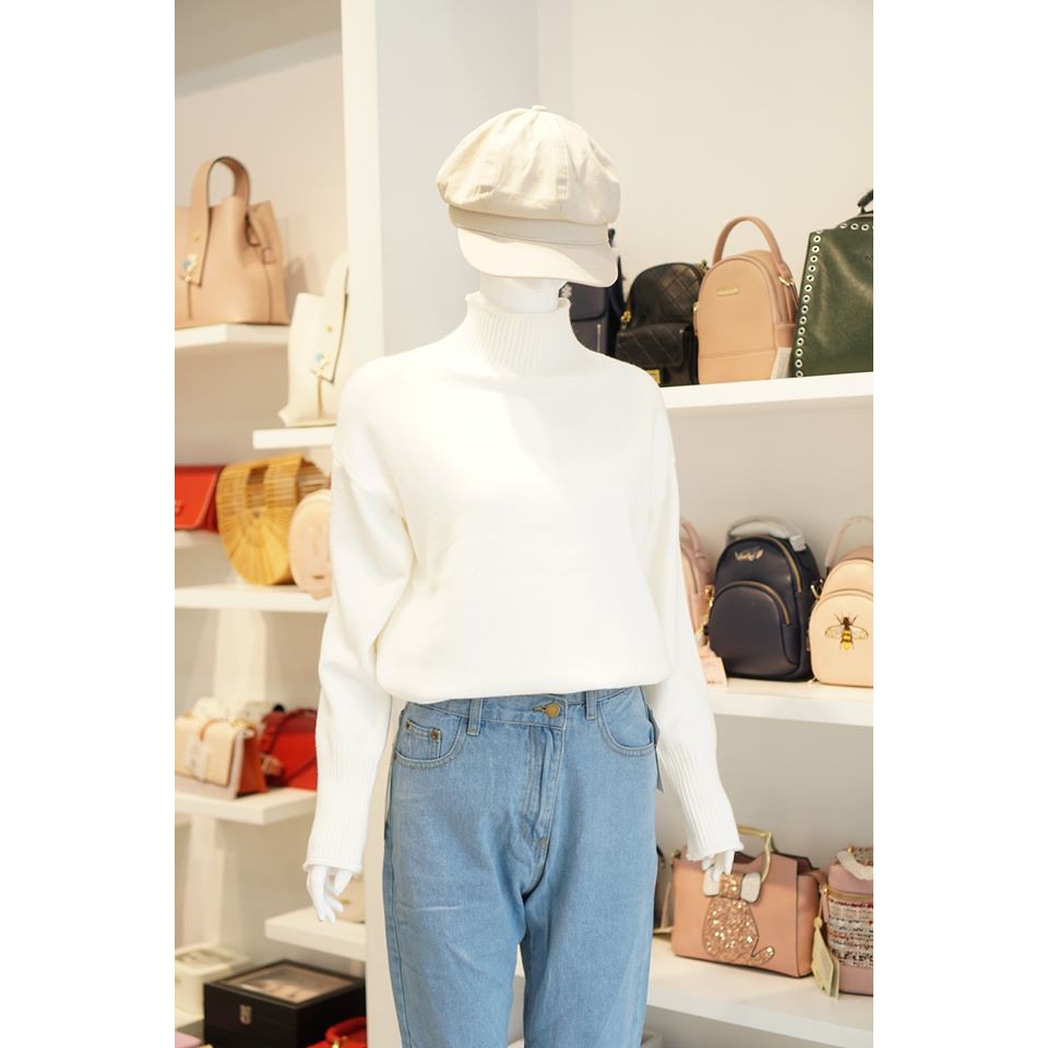 Áo len mịn cổ cao 466 trắng | BigBuy360 - bigbuy360.vn