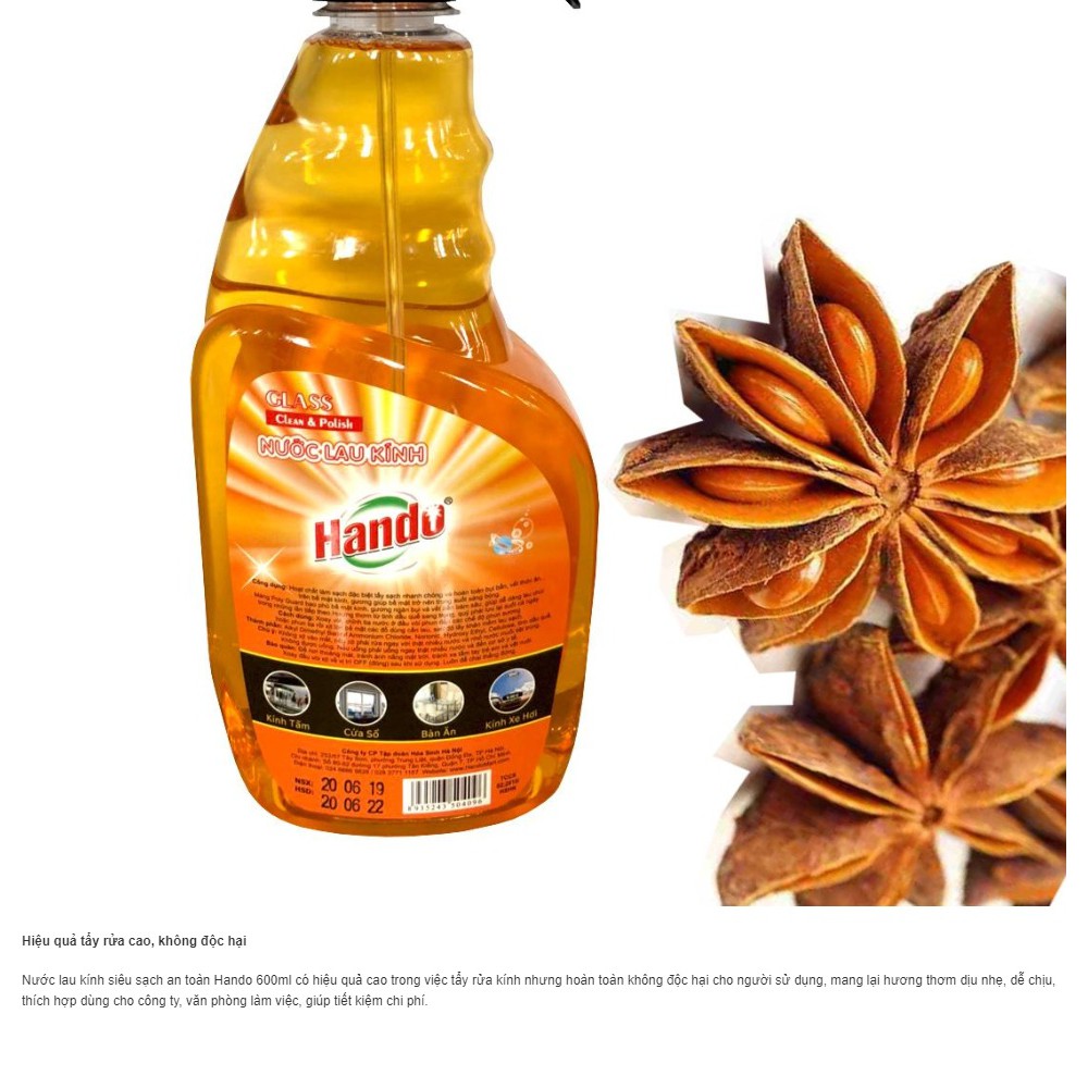 Nước lau kính Hando 680ml Hương Quế siêu sạch an toàn