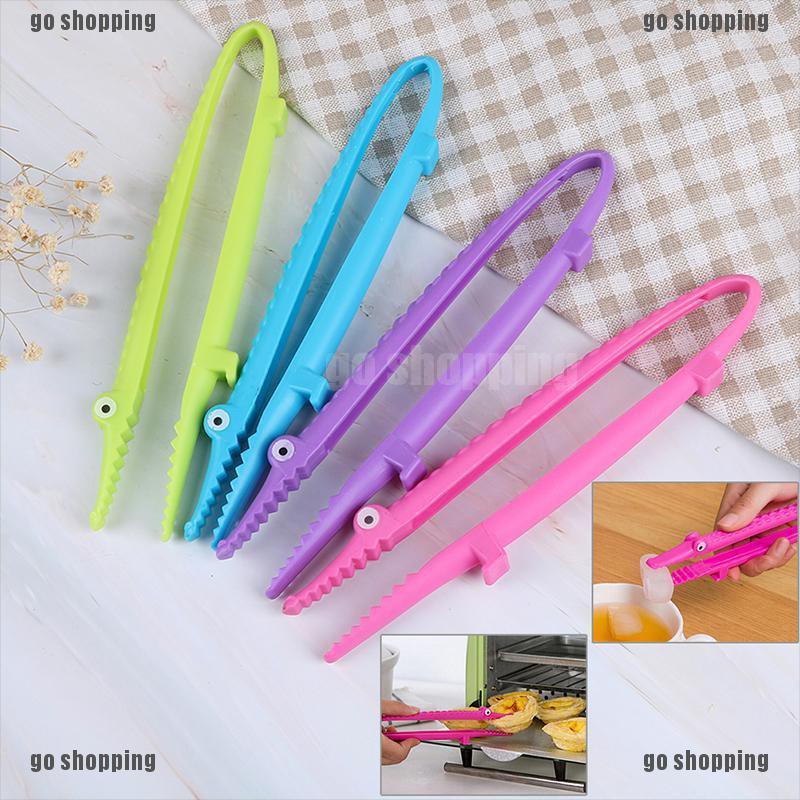 {go shopping}1Pc Plastic cooking kitchen tongs food BBQ salad bacon steak bread clip clamp