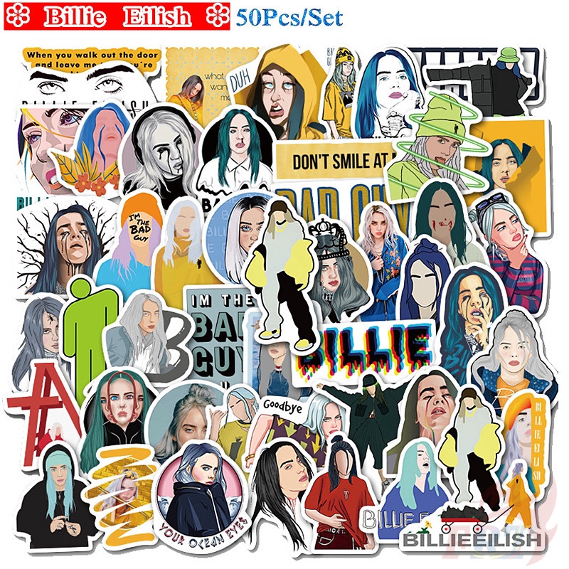 ❉ Billie Eilish Series 01 - Pop Singer Superstar Stickers ❉ 50Pcs/Set DIY Fashion Mixed Doodle Decals Stickers