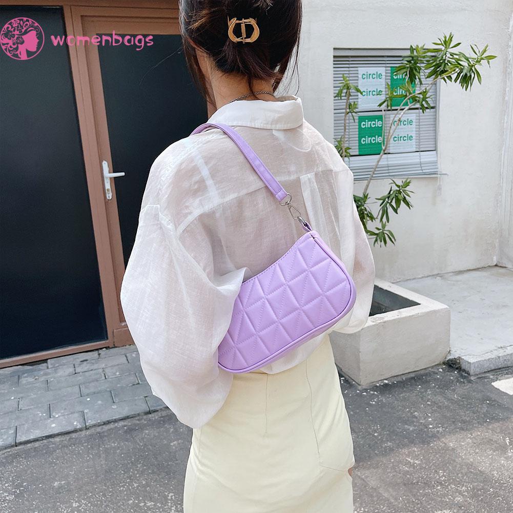Túi đeo vai làm từ da PU họa tiết hình học dập nổi màu trơn thời trang đơn giản cho nữ