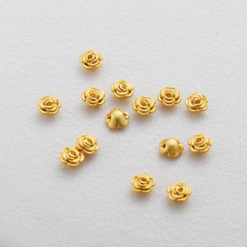 Set 10 Hạt Xâu Chuỗi Làm Trang Sức Bằng Đồng Mạ Vàng 18k Cao Cấp