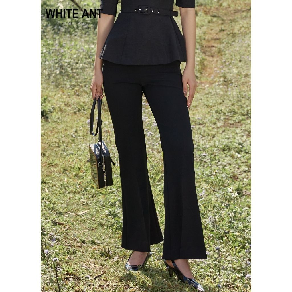 Quần Dài Công Sở Nữ WHITE ANT Thiết Kế Ống Suông Xẻ Giữa Gấu Tinh Tế, Chất Vải Mềm Mịn 160200061
