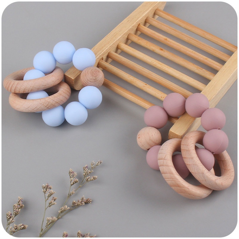 Vòng Tay Đồ Chơi Ngậm Mọc Răng Bằng Silicone Đính Hạt Dành Cho Trẻ Em
