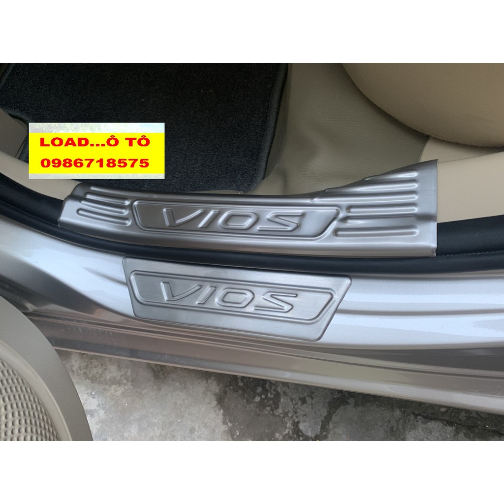 Ốp bậc cửa, Nẹp Bước Chân Xe Toyota Vios 2022-2019 Trong, Ngoài Hàng Inox, Ốp bậc chân Vios