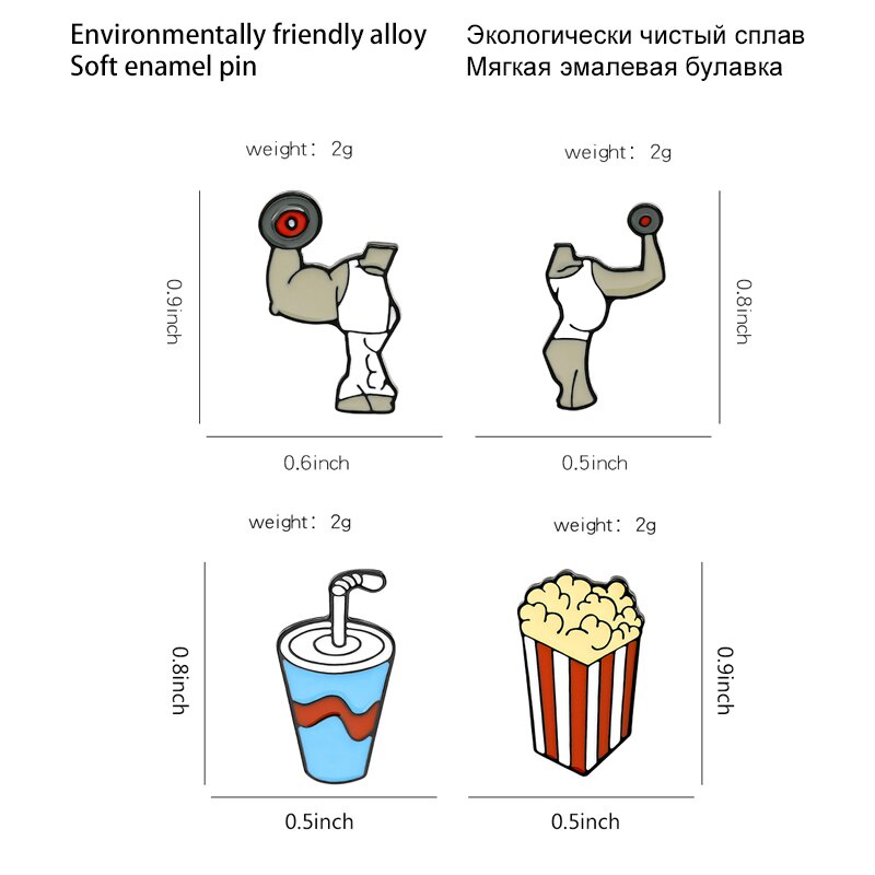 Huy hiệu cài áo kim loại tráng men hình quả tạ thể dục thể thao