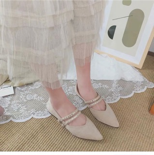 giày da lộn mũi nhọn búp bê nữ