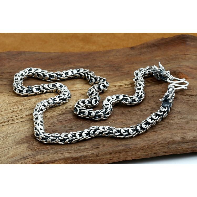 Vòng Cổ Dây Xích Đôi Bằng Bạc Nguyên Chất S925 Cỡ Lớn Cho Nam