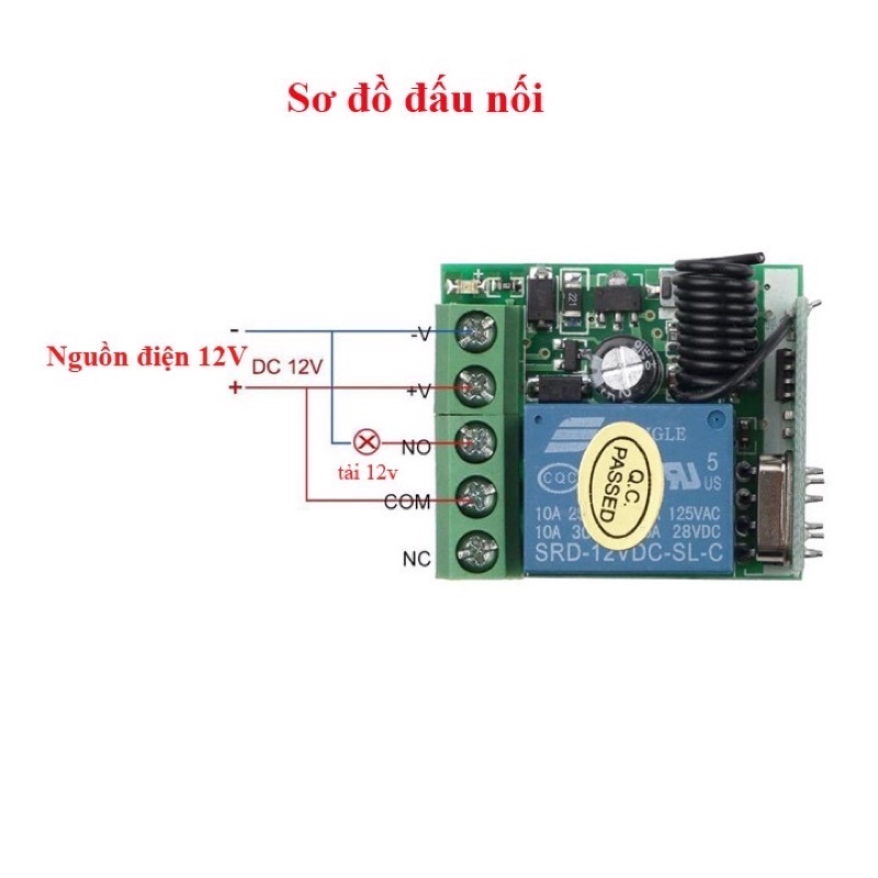 Bộ mạch công tắc điều khiển từ xa 12v/Dc/10A - dùng điện 1 chiều 12V DC - khóa chống chộm