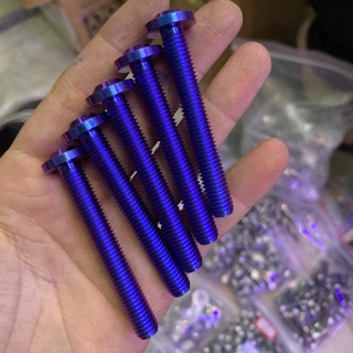 Ốc titanium GR5 8li60 đầu dù răng suốt ( bắt cảng sau vario , click ) ( cần đạp thắng sonic , win )