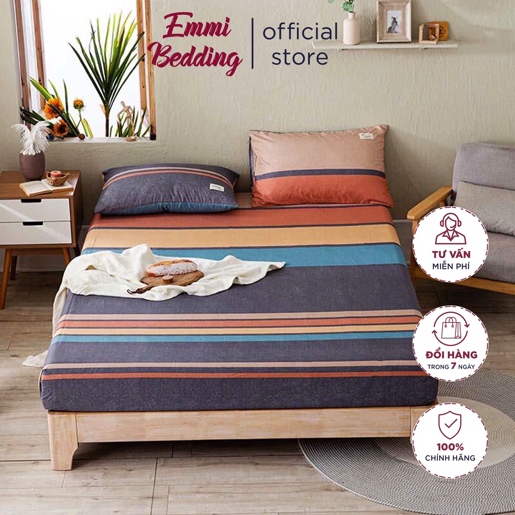 Bộ ga,gối,Ga Giường EMMIBEDDING STORE,mẫu kẻ sắc màu