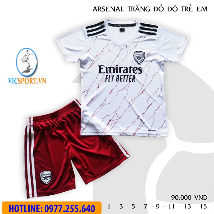 Áo Bóng Đá Trẻ Em, Quần Áo Đá Banh CLB Arsenal Cho Bé Chất Liệu Thun Lạnh Siêu Mát Hàng - Vicsport