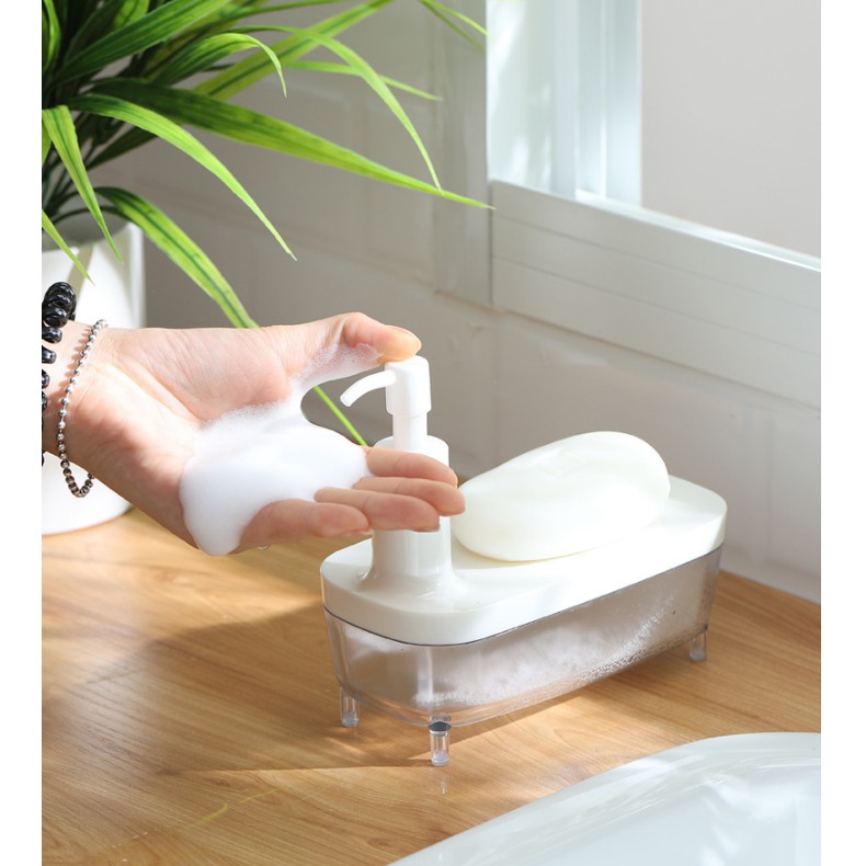 Hộp đựng nước rửa tay, xà phòng 1 ngăn để bồn larvabo, dễ thương tiện dụng trong phòng tắm, nhà bếp