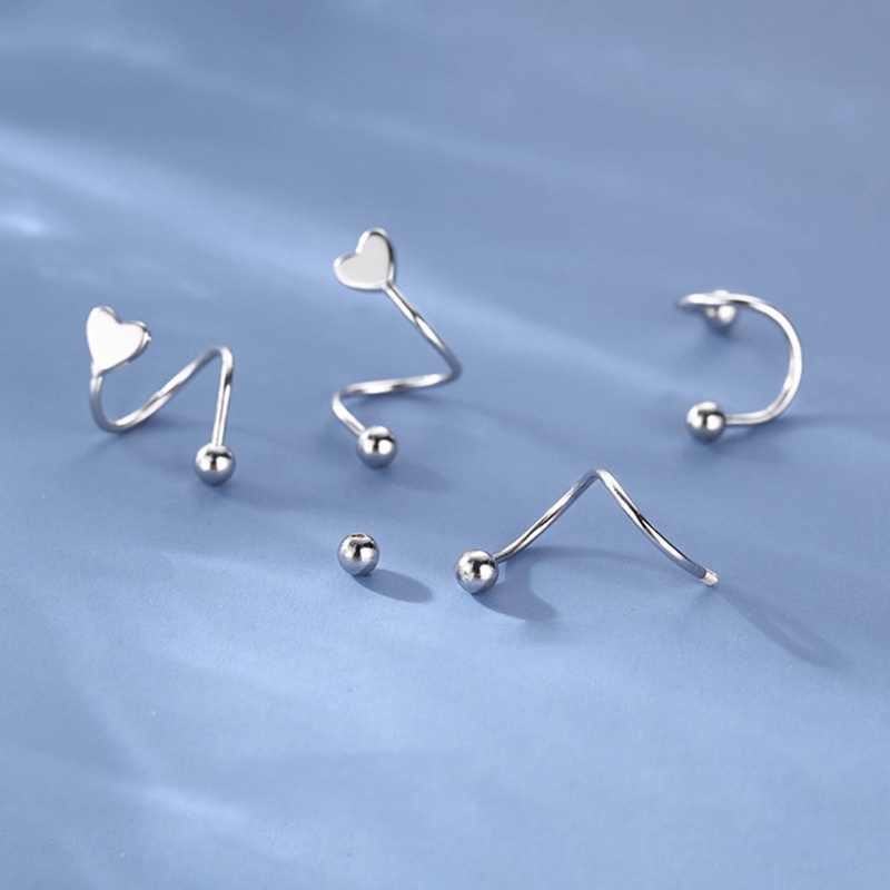 Bông Tai Dạng Xoắn Hình Ngôi Sao / Trái Tim Màu Bạc Thời Trang Cho Nữ