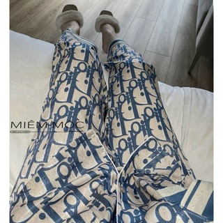 Set pijama dior xanh xước lụa cao cấp ( có ảnh thật )