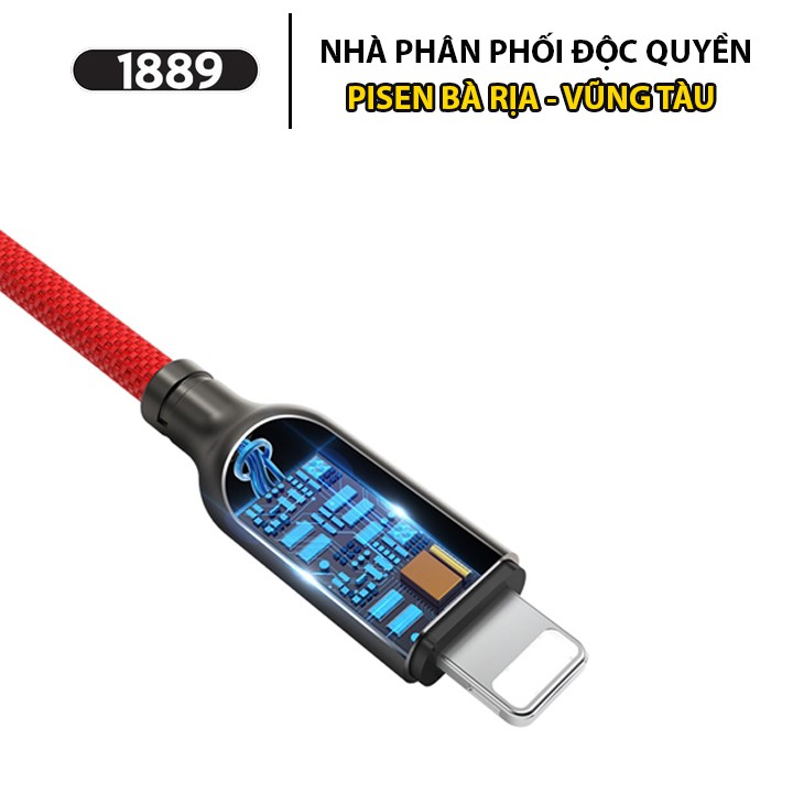 Cáp Sạc Iphone Pisen Lightning Intelligent Power-Off 1200mm- Cáp Sạc Lightning Tự Tắt Nguồn Thông Minh - AL26-1200