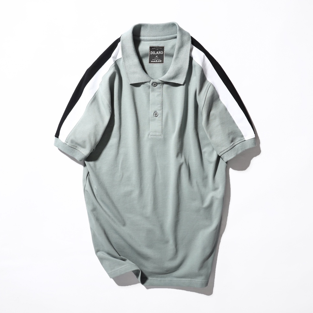 Áo thun polo nam phối sọc vai DILANO , Chất liệu cotton cá sấu cao cấp APD11 | BigBuy360 - bigbuy360.vn