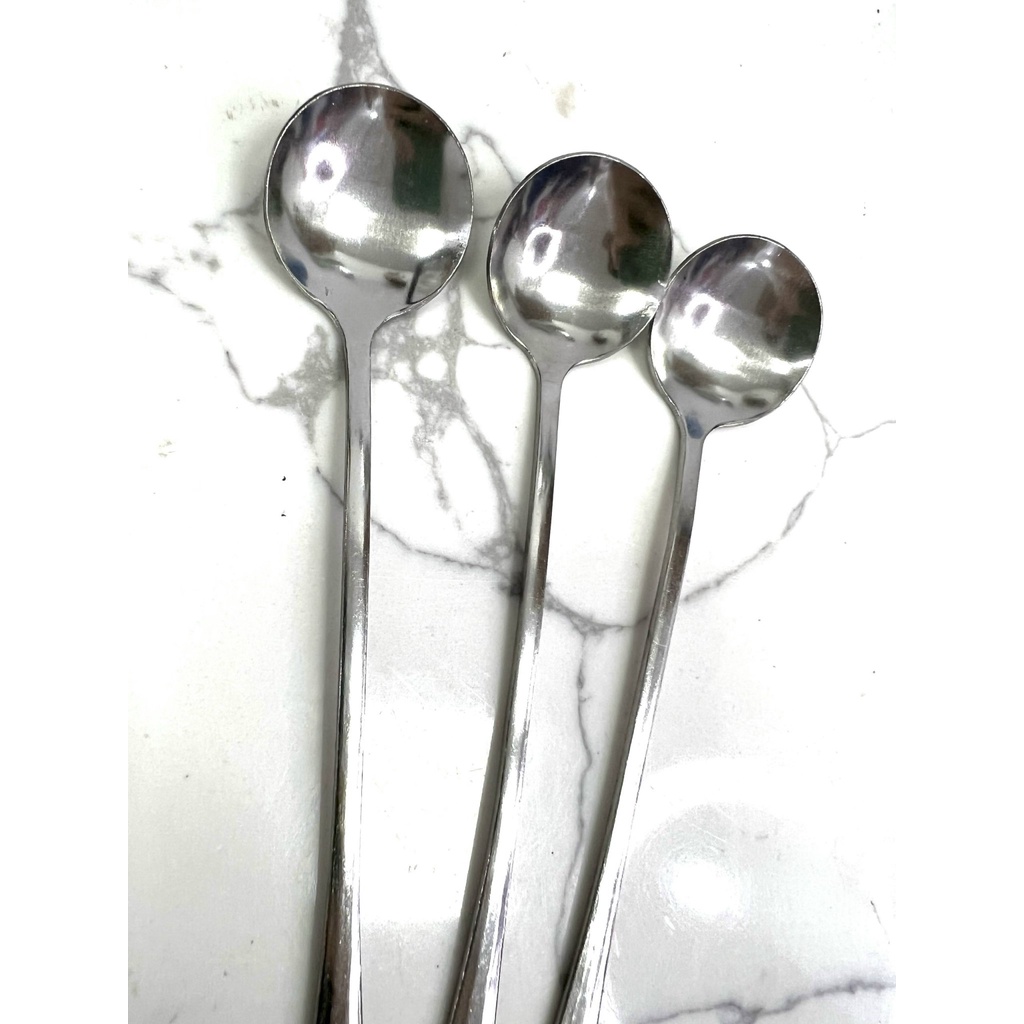 Bộ thìa muỗng inox cán dài đầu tròn 100% inox Sài Gòn 01 sáng bóng đẹp cao cấp dày dặn dài 18,5cm