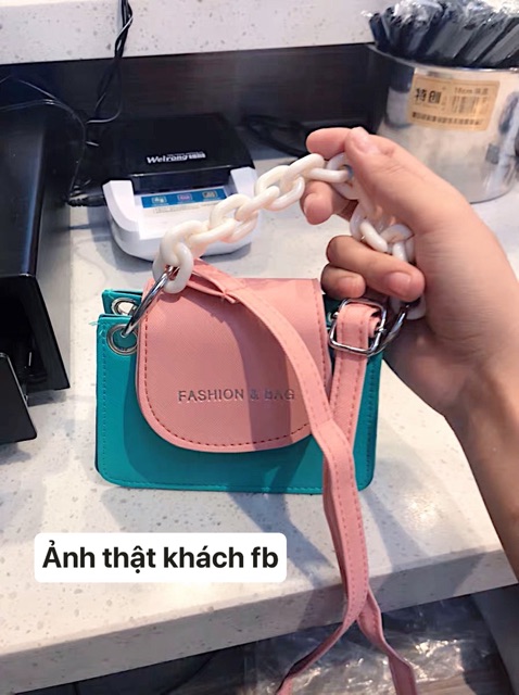 Túi đeo chéo nữ mini phối màu Fashion & Bag