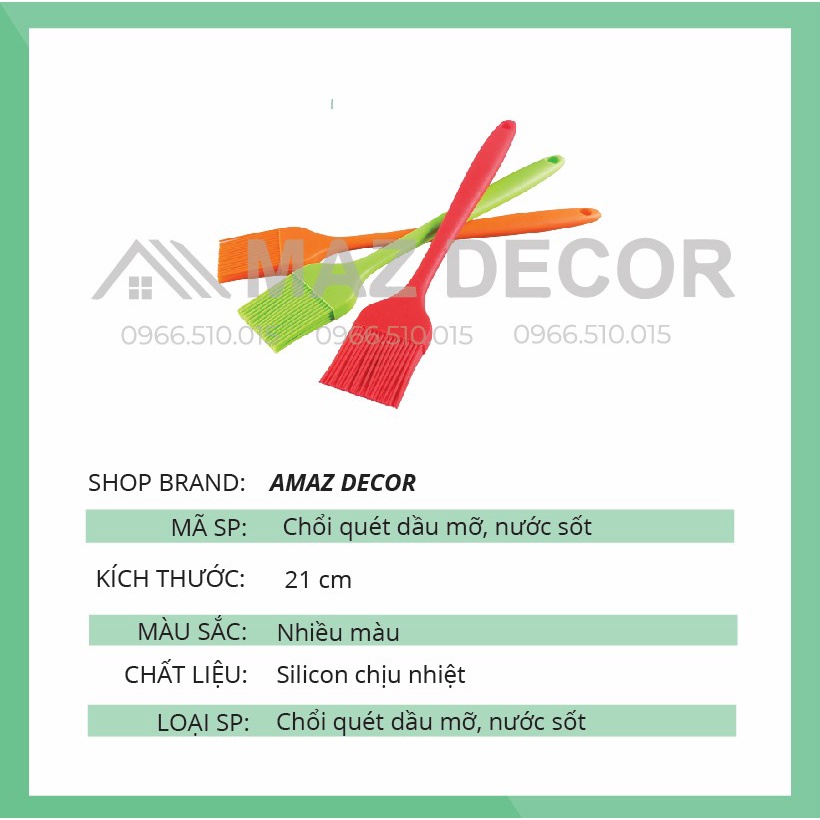 GIÁ SỈ TẠI XƯỞNG Cọ, chổi quét dầu silicon đúc 21cm - Màu sắc ngẫu nhiên Dụng cụ làm bánh: chổi quét dầu mỡ, nước sốt