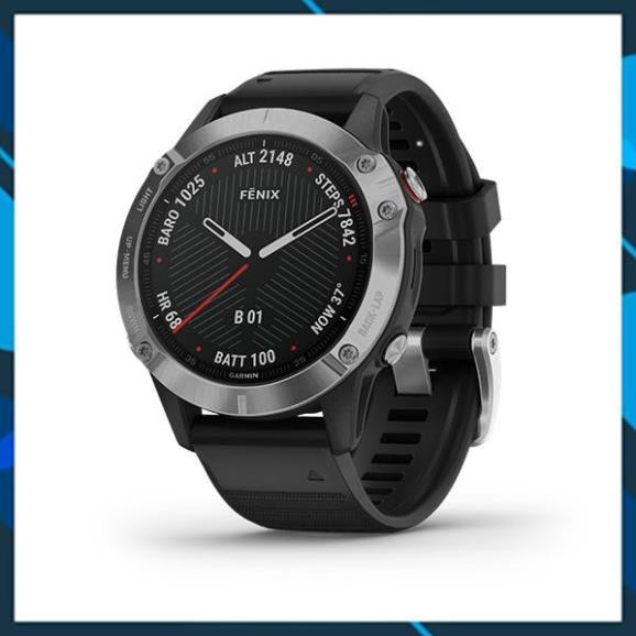 - Đồng Hồ Garmin Fenix 6/6S - Silver with Black Band, Non -Sapphire, Music, Topo Map - Chính Hãng