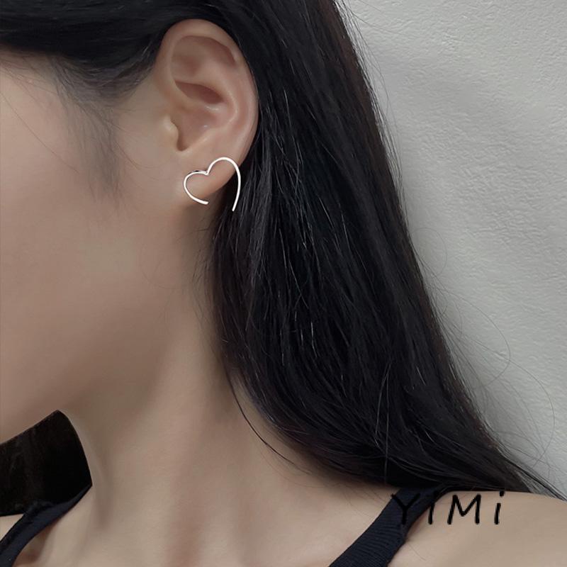 Bông tai mạ bạc S925 hình trái tim đơn giản