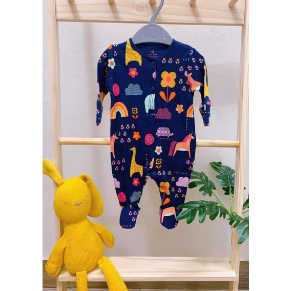 (Chọn mẫu) Body liền tất- Sleepsuit cotton sz 1m (3-5,5kg) các hãng