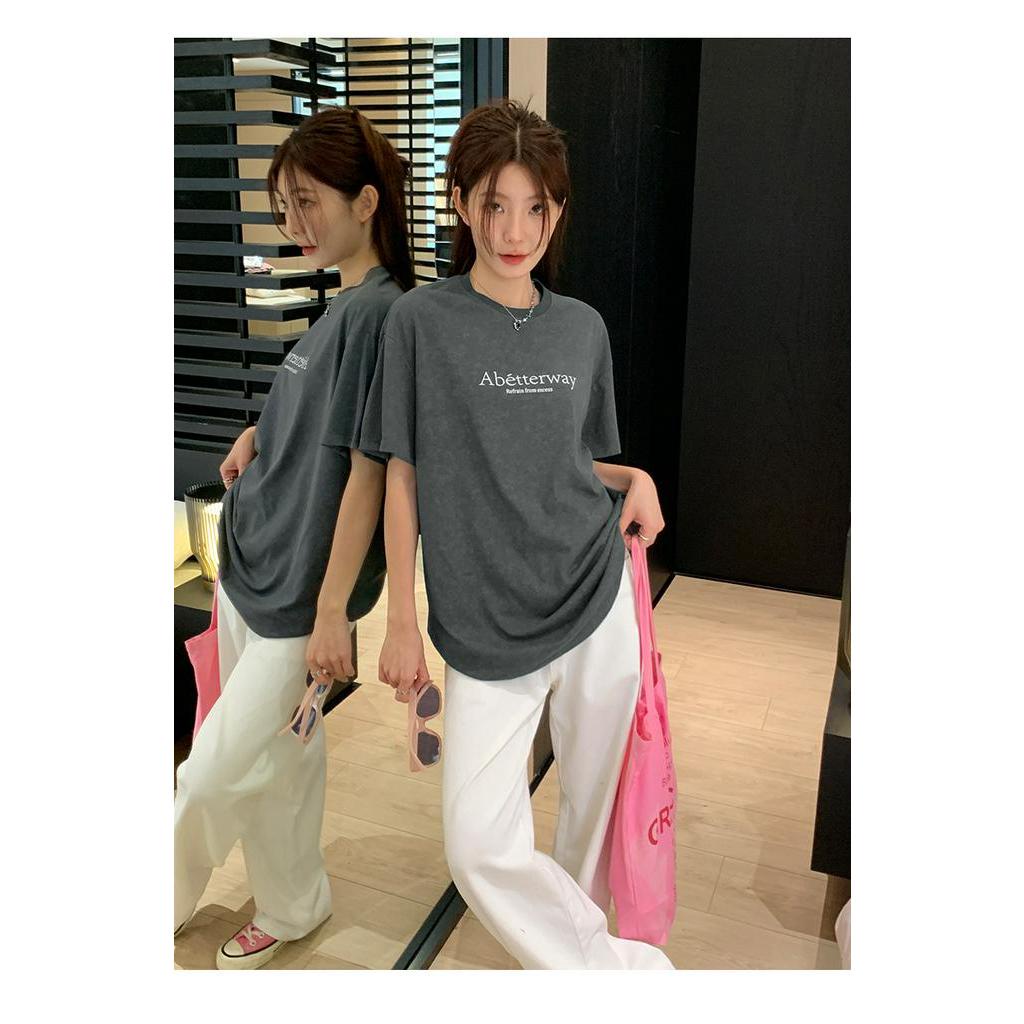 Áo Thun Tay Ngắn Dáng Rộng In Chữ Phong Cách Mới 64149