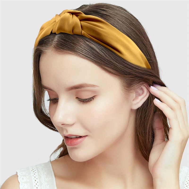 Cài tóc satin màu trơn thắt nút phong cách Âu Mỹ cá tính cho nữ