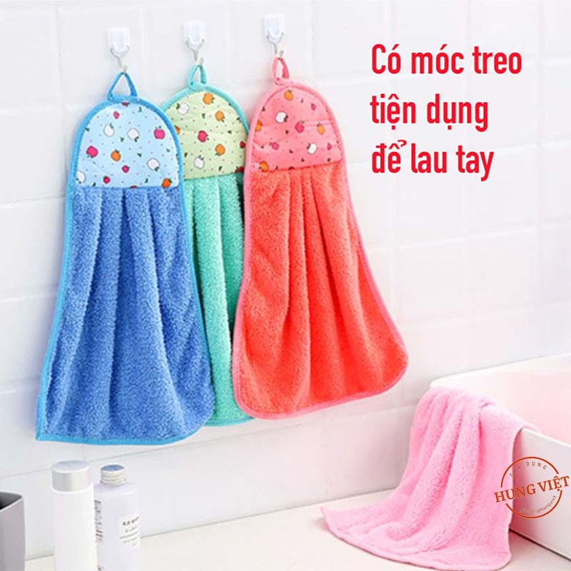 Khăn lau tay đa năng, có quai treo tiện dụng, dùng trong nhà bếp, nhà tắm [KHĂN TREO]