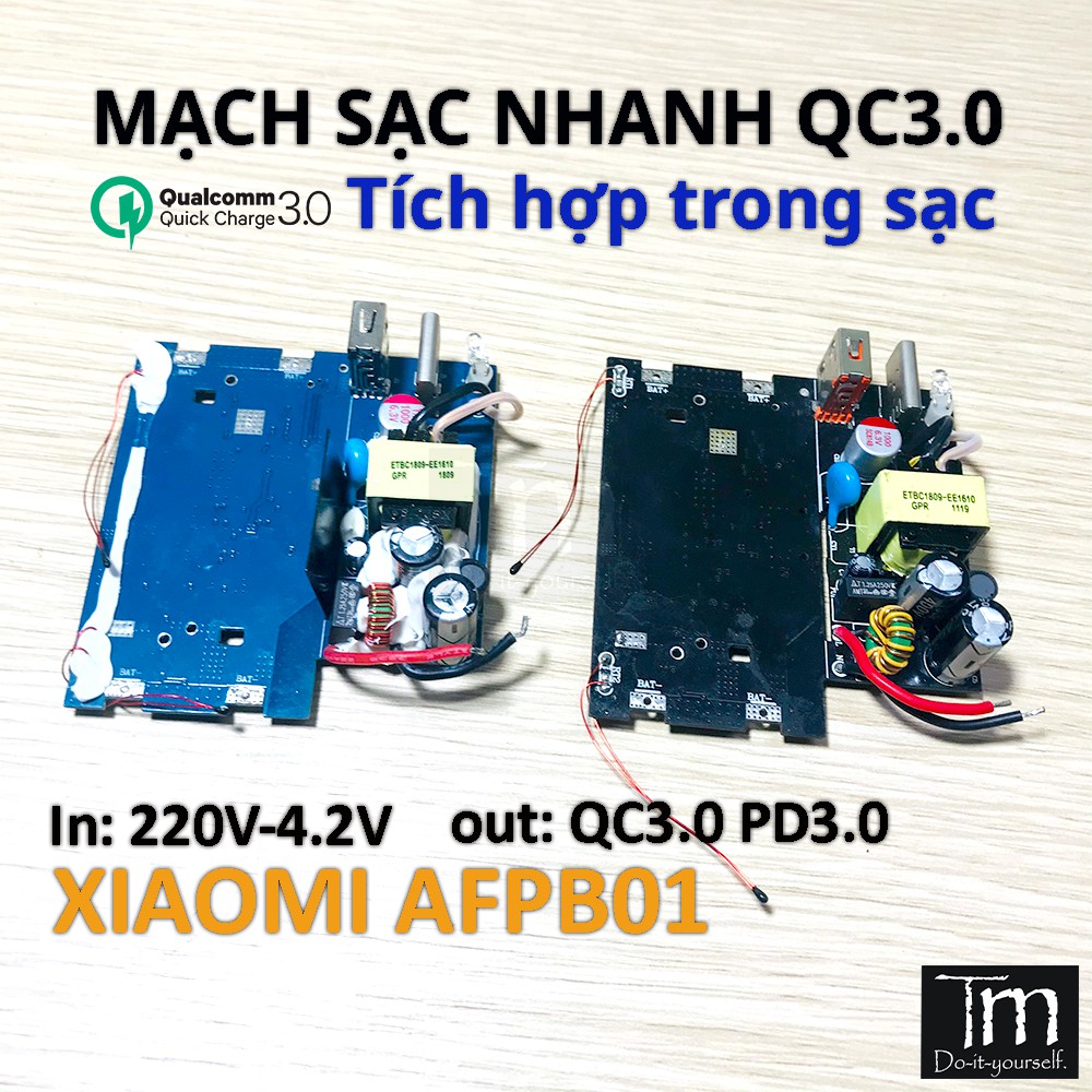 Mạch Sạc Dự Phòng Sạc Nhanh 3.0 Tích Hợp Củ Sạc Tháo Máy