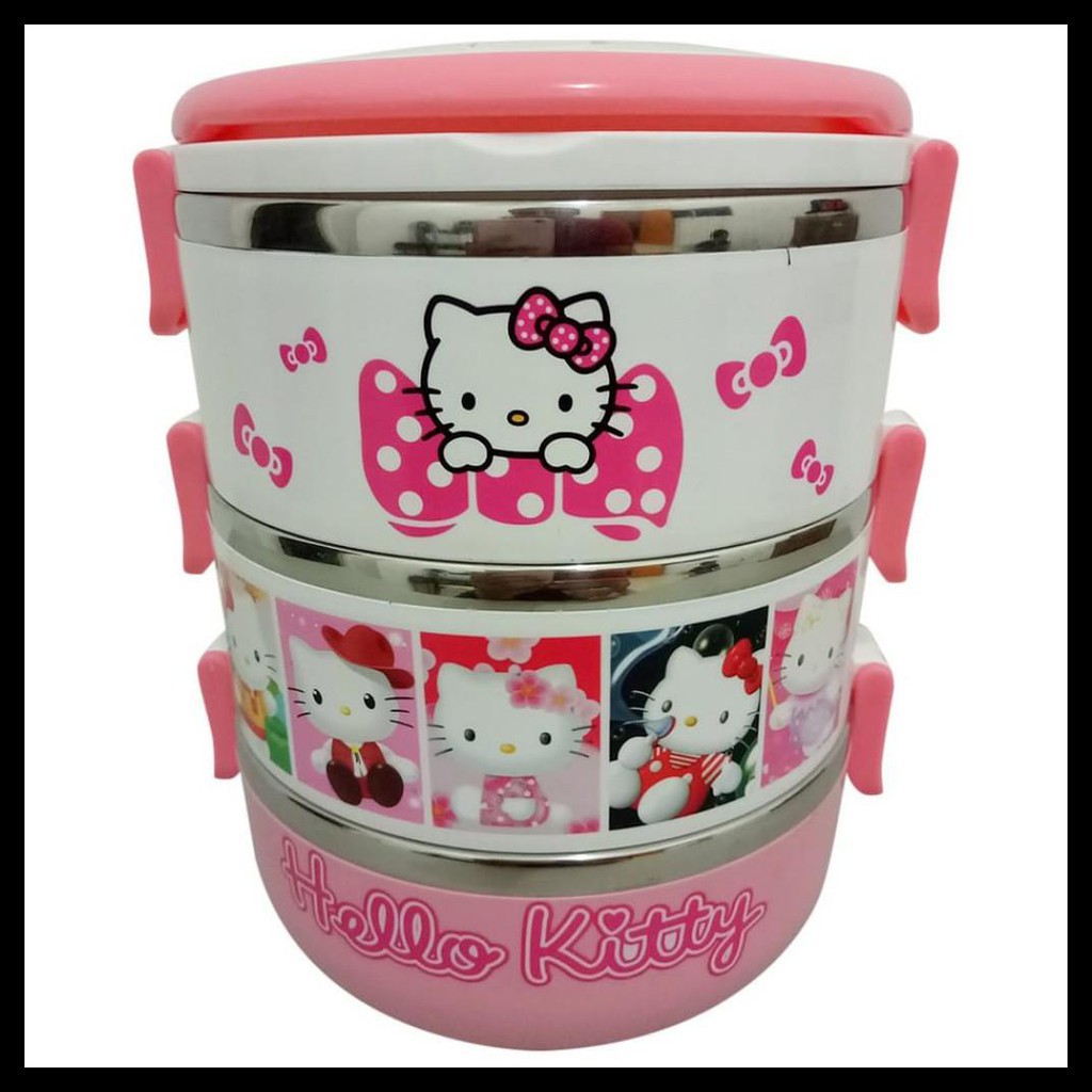 Dễ Thương Bộ 3 / 4 Tầng Xếp Chồng Lên Nhau Bằng Thép Không Gỉ Hình Mèo Hello Kitty Doraemon Cho Xe Hơi