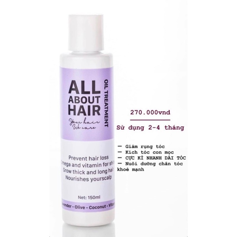 Oil treatment All about hair AAH dầu ủ kích mọc tóc, giảm gãy rụng tặng kèm  kem ủ tóc | Shopee Việt Nam