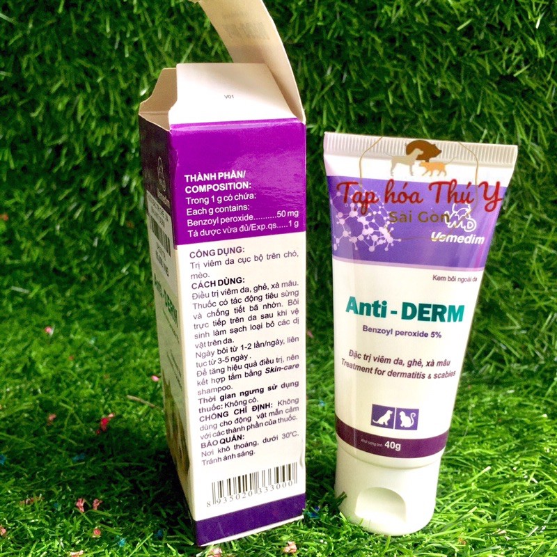 ANTI DERM BÔI VIÊM DA, GHẺ, XÀ MÂU CHO CHÓ MÈO - Tạp hóa thú y sg