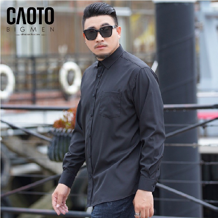 Áo Sơ Mi Trơn Big Size Nam Dài Tay Đen – HÀNG CHÍNH HÃNG Size 3XL 4XL 5Xl 6XL 7XL 8XL | BigBuy360 - bigbuy360.vn