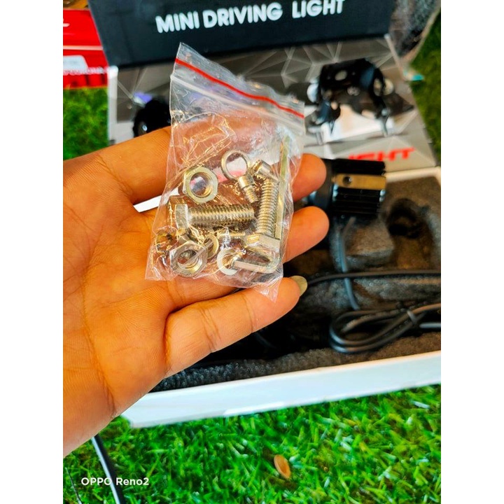 Đèn trợ sáng bi cầu led mini 1 cặp 2 pha vàng trắng đường cắt cực đỉnh siêu bền trong mọi thời tiết tặng kèm công tắc