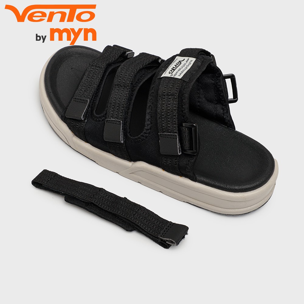 [Freeship] Sandal Vento Nam Nữ NV1001  Màu đen đế ghi - Chính hãng - 3 quai, đế công nghệ IP - tháo quai sau thành dép