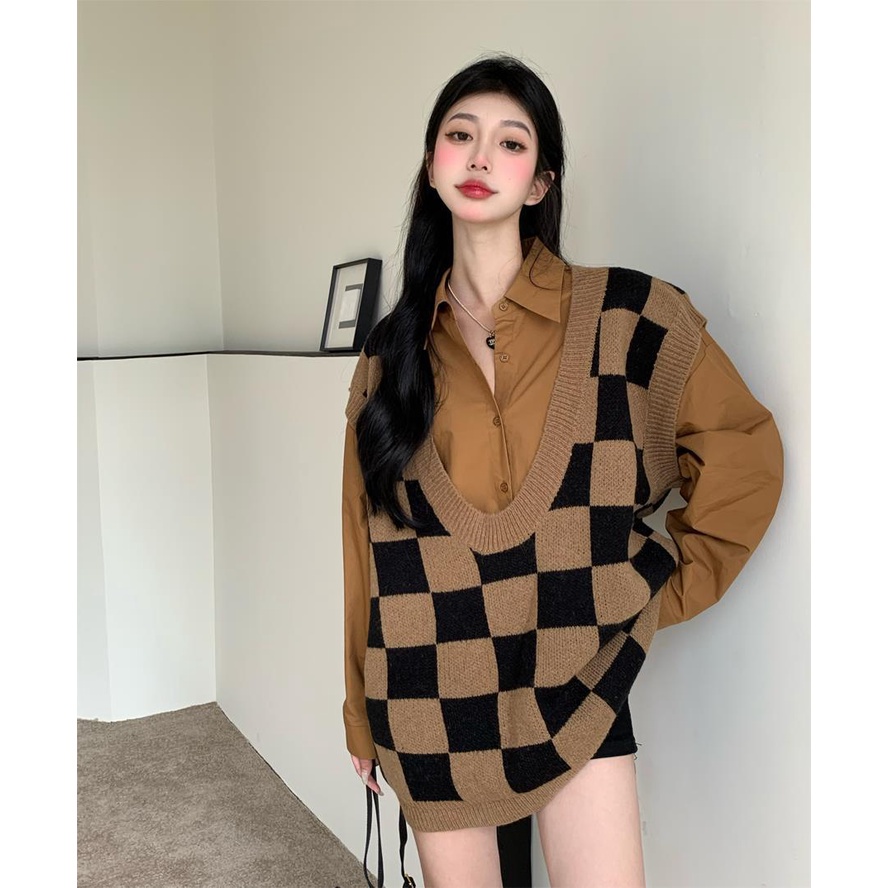 Set áo sơ mi tay dài và áo len không tay thời trang cổ điển (có bán lẻ)