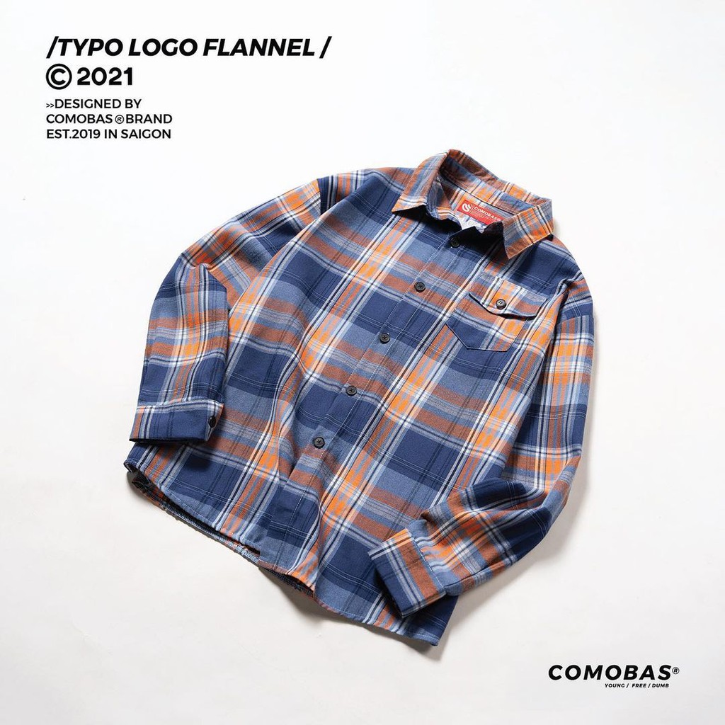 Áo Somi Flannel - Retro Caro - Blue mix Orange - COMOBAS