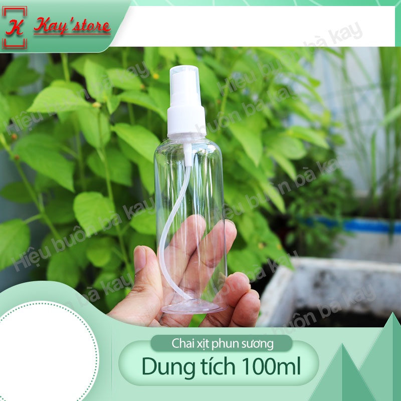 Bình, Chai chiết mỹ phẩm nhựa xịt phun sương 100ml mini cầm tay đựng tinh dầu, cồn