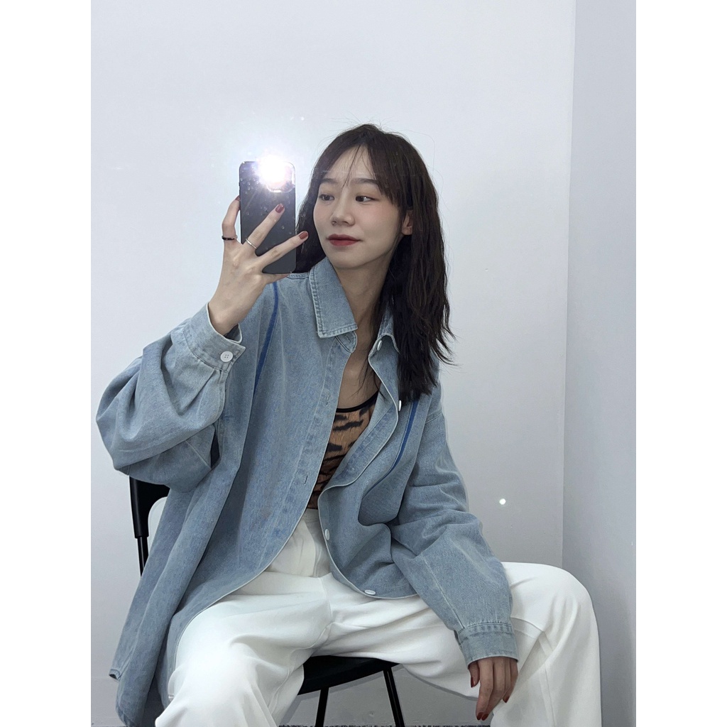 Áo Khoác denim Dài Tay Thêu Họa Tiết Phong Cách retro Thời Trang Cho Nữ