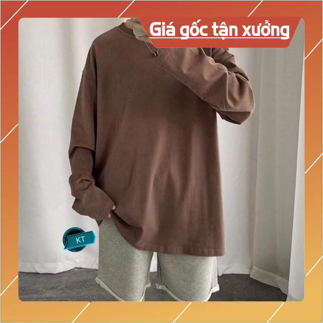 Áo thun nam 🔥FREESHIP🔥 áo tay dài thụng trơn da cá dày nhiều màu freesize