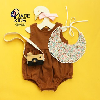 Đồ bộ bé gái, Body Nâu tây linen 🌸🌸 Kèm yếm xinh xắn bé gái