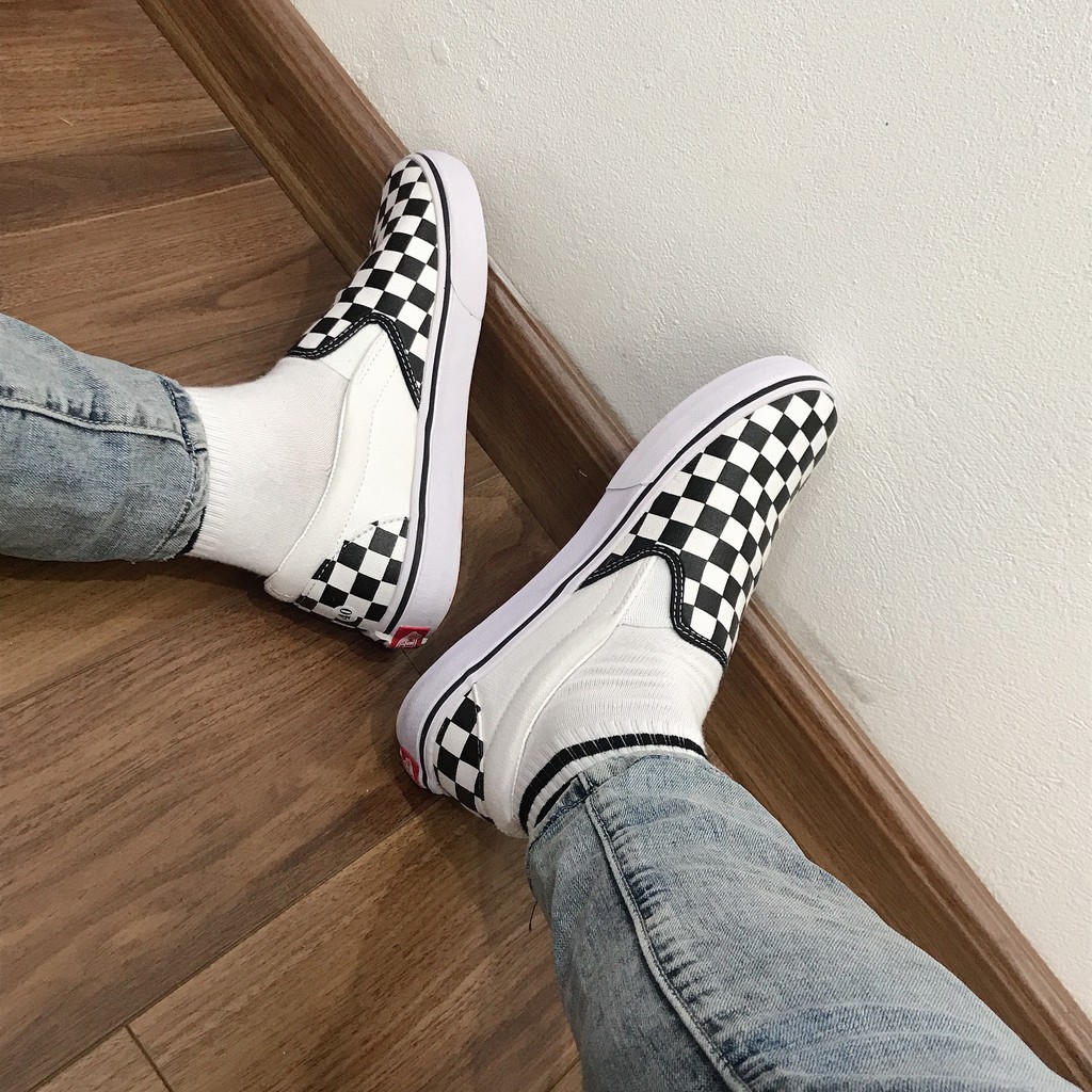 [ Freeship - Xả Kho ] Giày slipon caro, Giày thể thao checker board, Giày van lười nam nữ